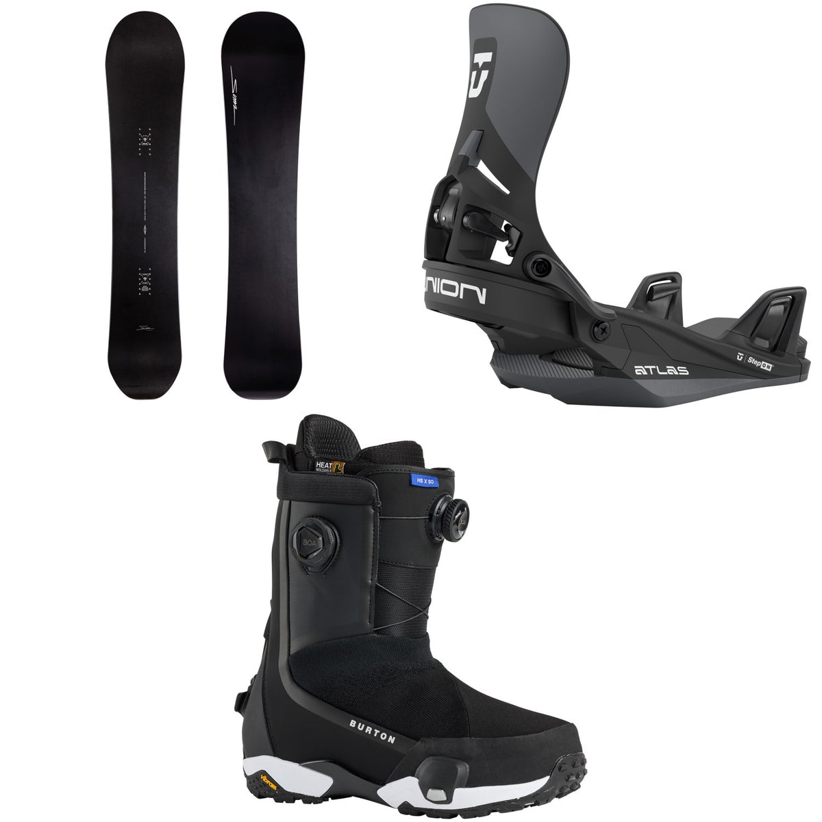 Sims Macrodose Snowboard + Union Atlas Step On Snowboard Bindings + Burton Highshot X Step On Snowboard Boots 2026