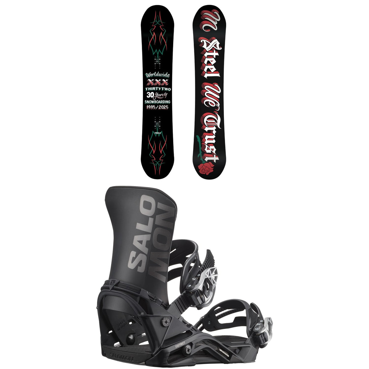thirtytwo T32M LTD Snowboard + Salomon District Snowboard Bindings