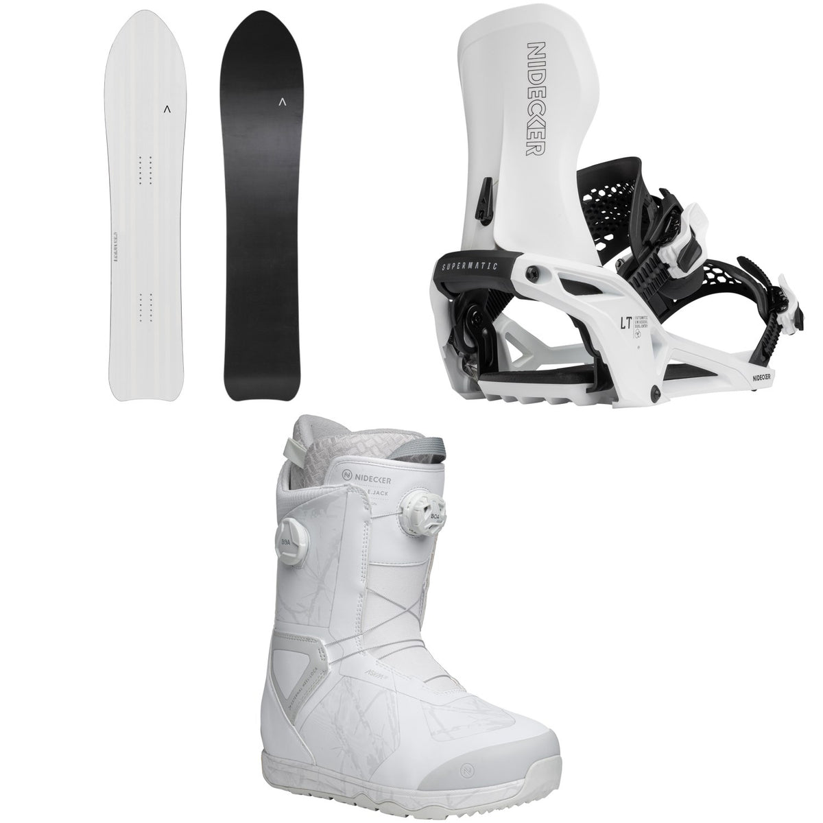 Fjell Snowboards MT Hokkaido Snowboard + Nidecker LT Supermatic Snowboard Bindings + Kita Snowboard Boots 2026