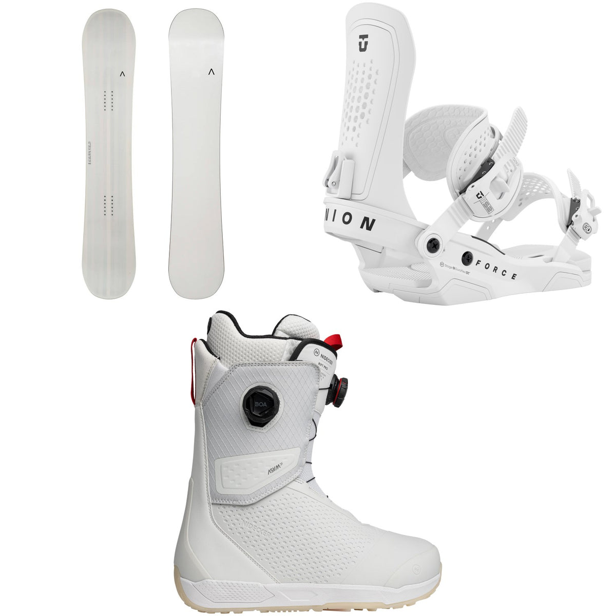 Fjell Snowboards MT 1230 Snowboard + Union Force Snowboard Bindings + Nidecker Rift Pro Snowboard Boots