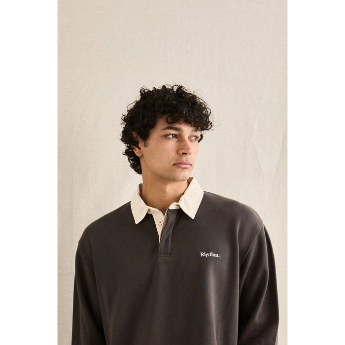 Rhythm Koa Vintage Rugby Long-Sleeve Polo - Men's Olive