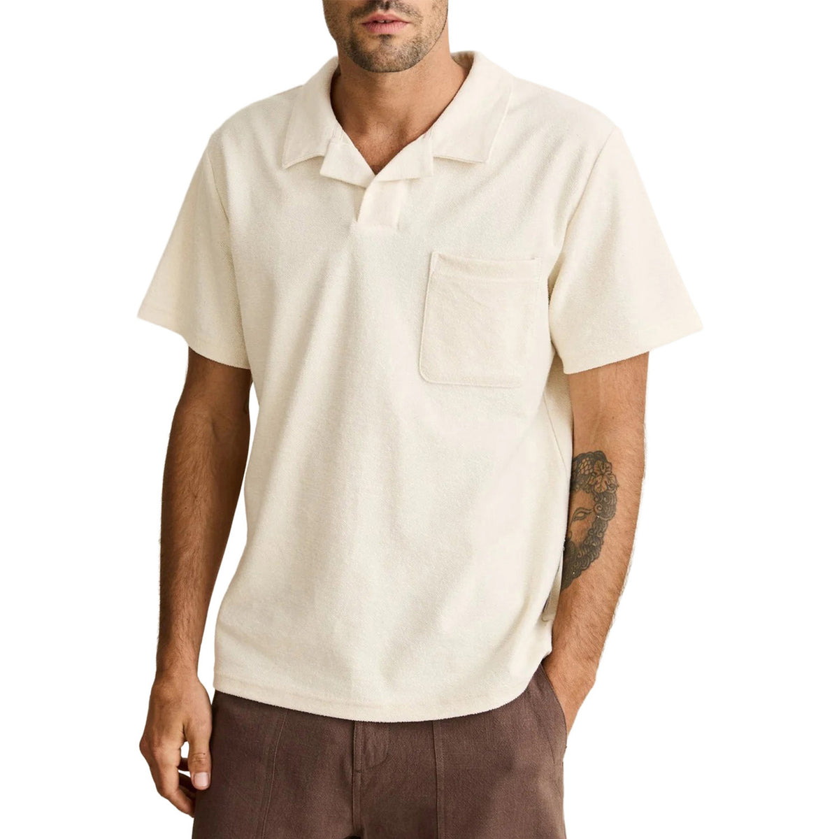 Rhythm Vintage Terry Polo Shirt - Men's Natural