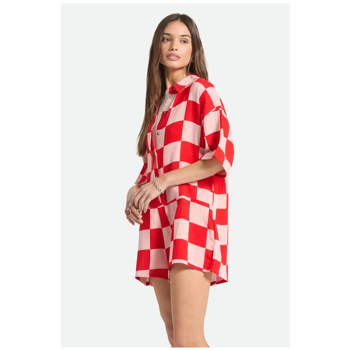 Brixton The Getaway Romper - Women's Silver Pink/Adrenaline Rush Checkerboard