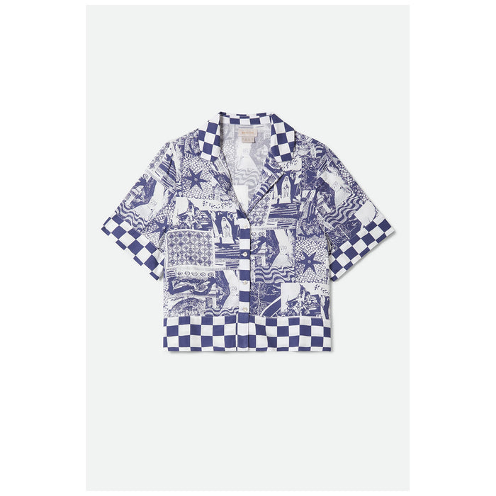 Brixton The O Mar Button Down Short-Sleeve Woven Shirt - Women's Navy/White Collage