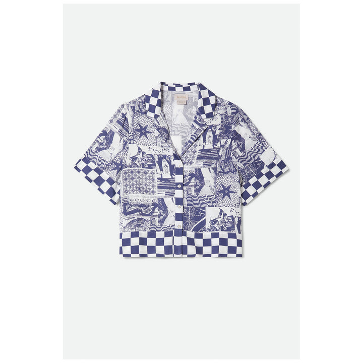 Brixton The O Mar Button Down Short-Sleeve Woven Shirt - Women's Navy/White Collage