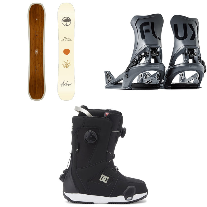 Arbor Swoon Snowboard + Flux DS Step On Snowboard Bindings + DC Phase Boa Pro Step On Snowboard Boots - Women's