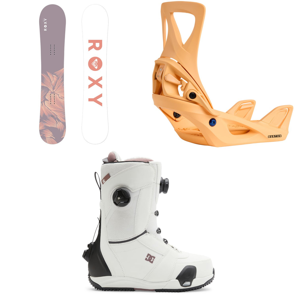 Roxy Raina C2 Snowboard + Burton Step On Snowboard Bindings + DC Lotus Step On Snowboard Boots - Women's 2026
