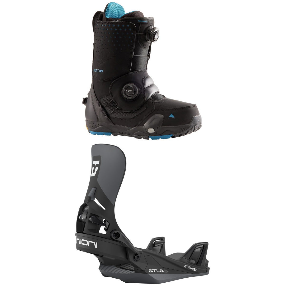 Burton Photon Step On Snowboard Boots + Union Atlas Step On Snowboard Bindings 2026
