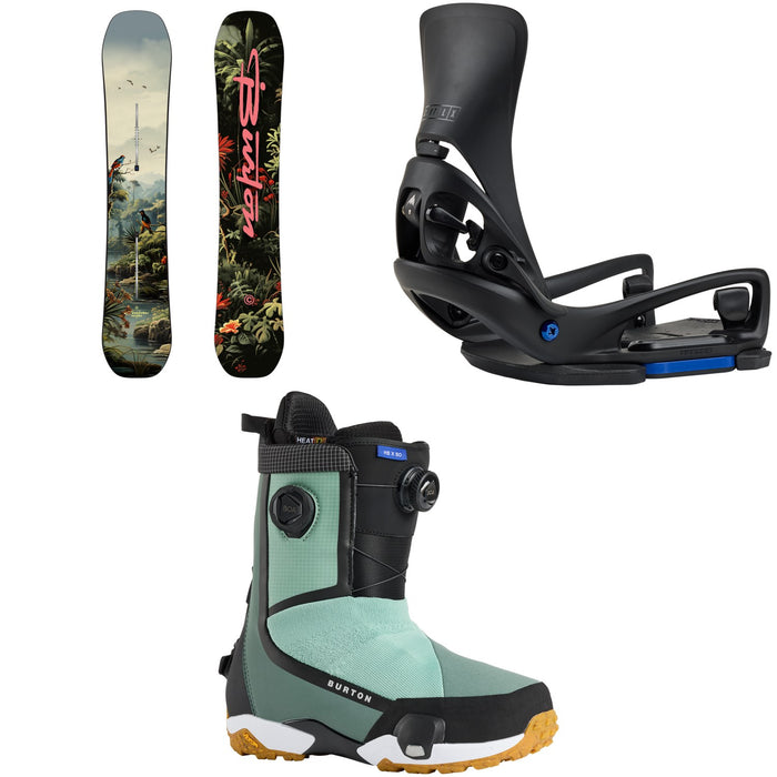Burton Custom Flying V Snowboard + Step on Cartel X EST Snowboard Bindings + Highshot X Step On Snowboard Boots 2026