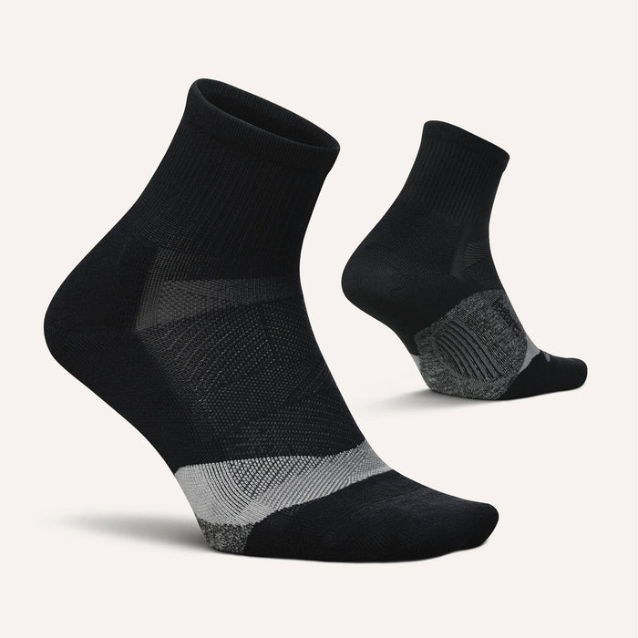 Feetures Elite Light Cushion Quarter Socks - Unisex Black