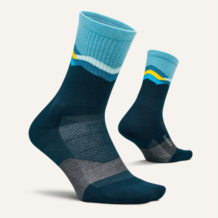 Feetures Elite Trail Mini Crew Max Cushion Socks - Unisex Mountain High Blue