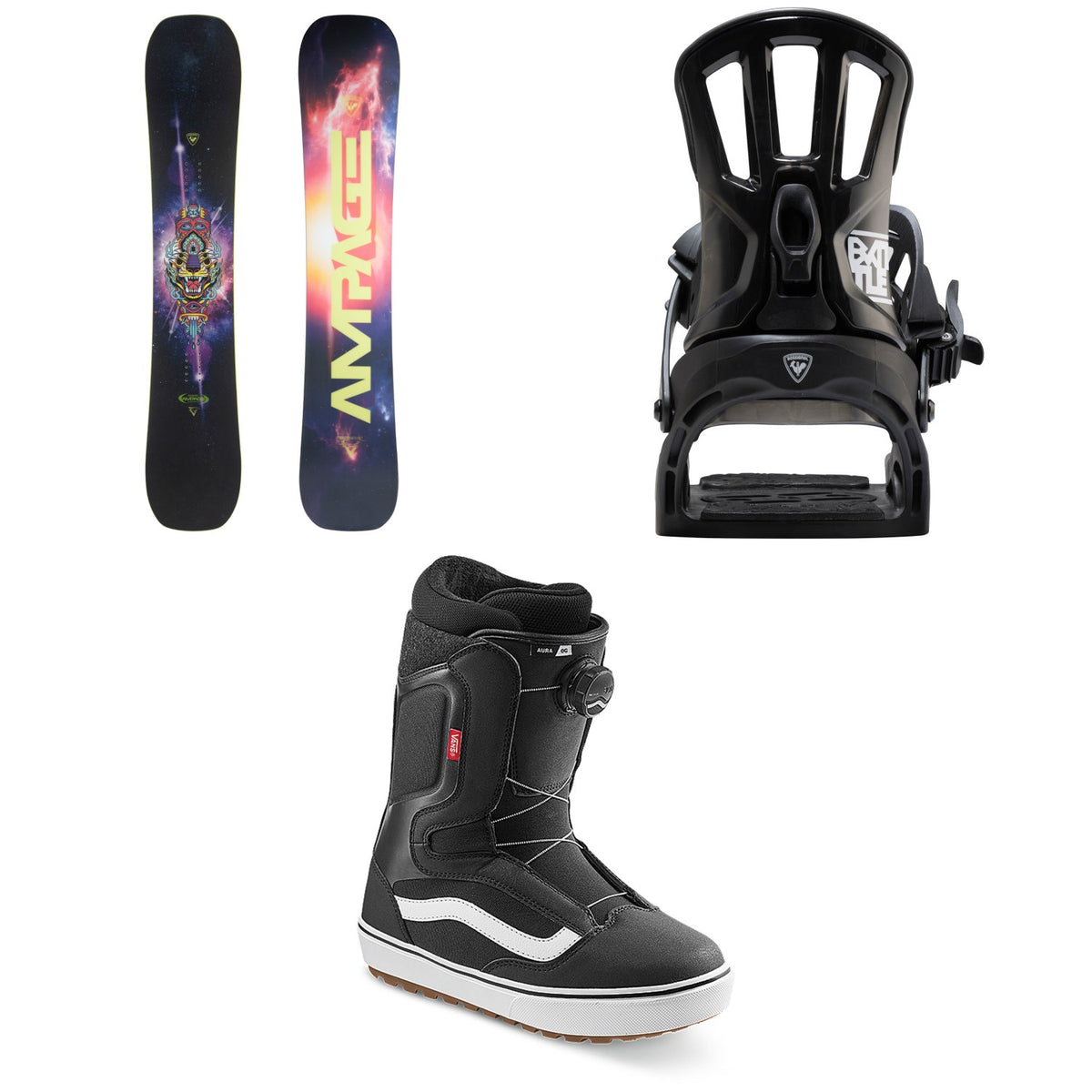 Rossignol Ampage Vol.2 Snowboard + Battle Snowboard Bindings + Vans Aura OG Snowboard Boots 2026