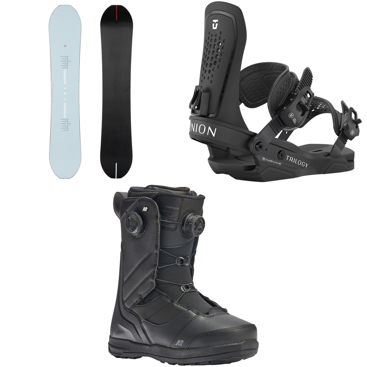 Season Kin Snowboard + Union Trilogy Snowboard Bindings + K2 Contour Snowboard Boots - Women's 2026