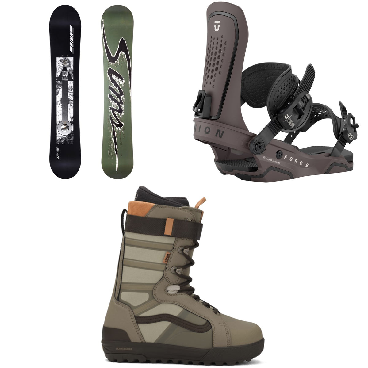 Sims ATV Snowboard + Union Force Snowboard Bindings + Vans Hi-Standard Pro Snowboard Boots 2026