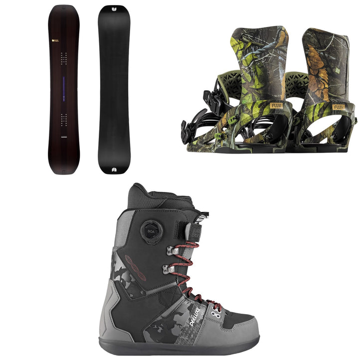 United Shapes Object Snowboard + Flux DS Snowboard Bindings + Deeluxe D.N.A. Pro Snowboard Boots 2026