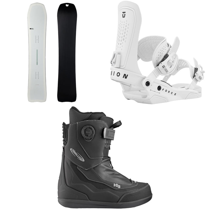 United Shapes Transmission Snowboard + Union Force Snowboard Bindings + Deeluxe Aeris Snowboard Boots 2026