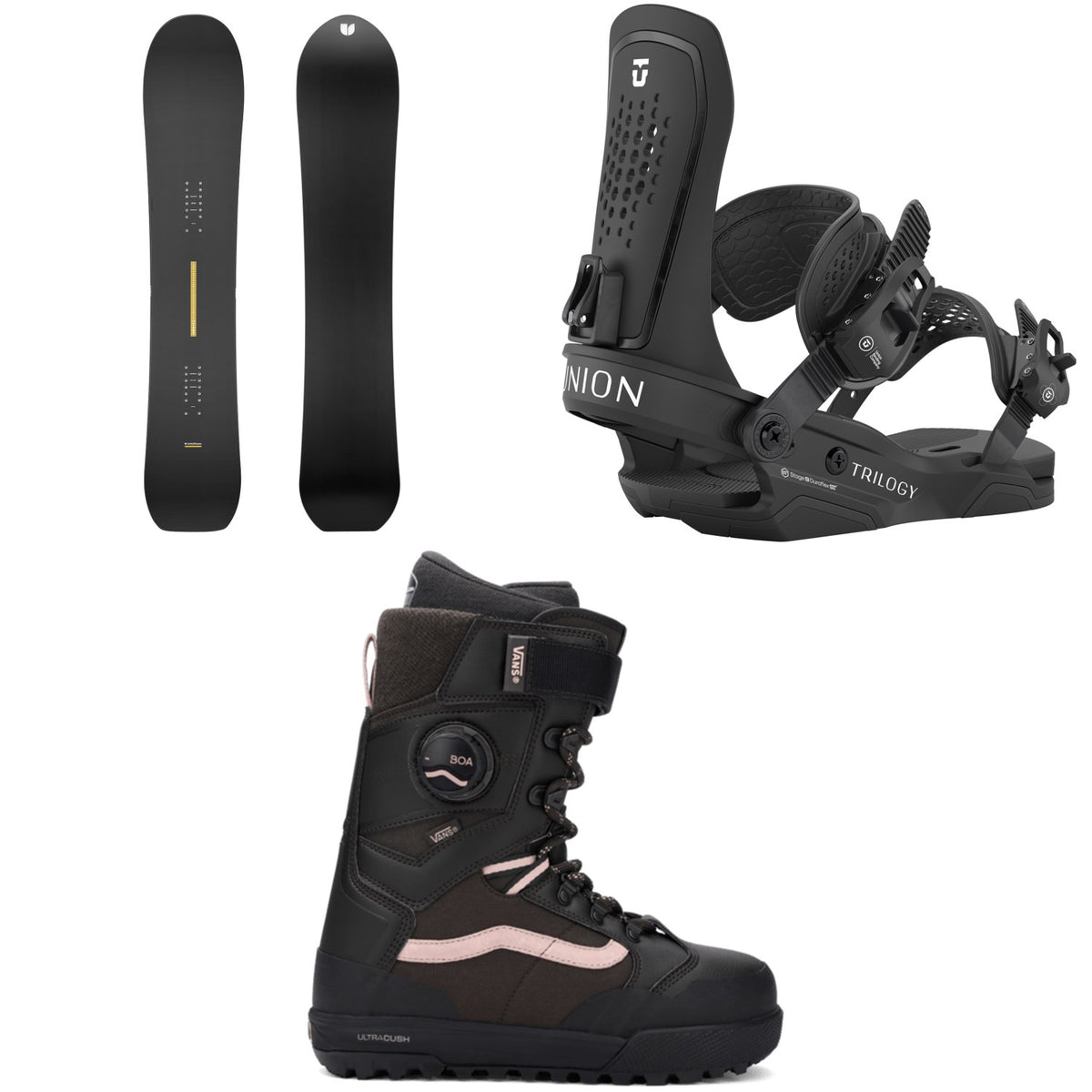 United Shapes Horizon Snowboard + Union Trilogy Snowboard Bindings + Vans Luna Pro Snowboard Boots - Women's 2026