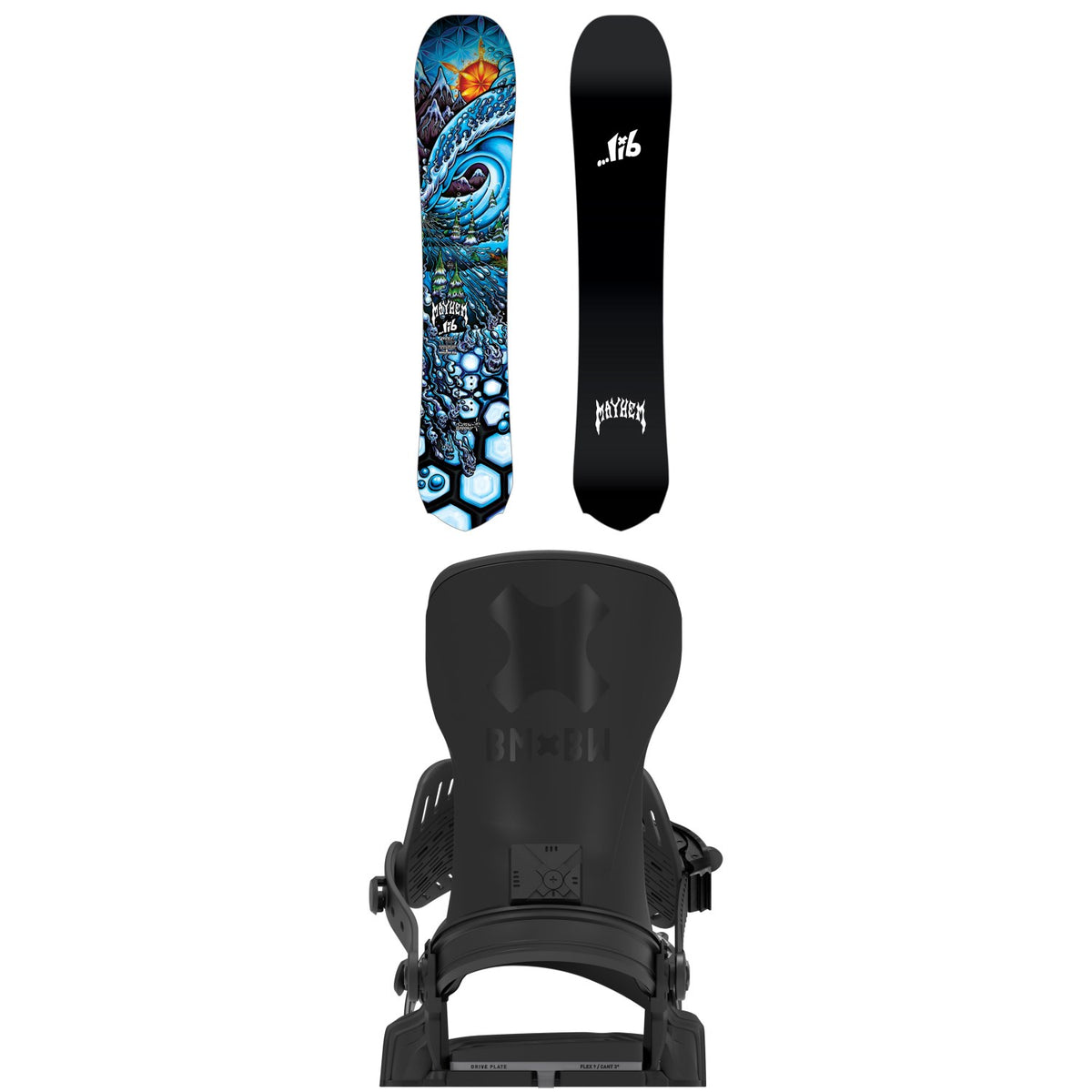 Lib Tech Mayhem Rocket Snowboard + Bent Metal Transfer Pro Snowboard Bindings 2027