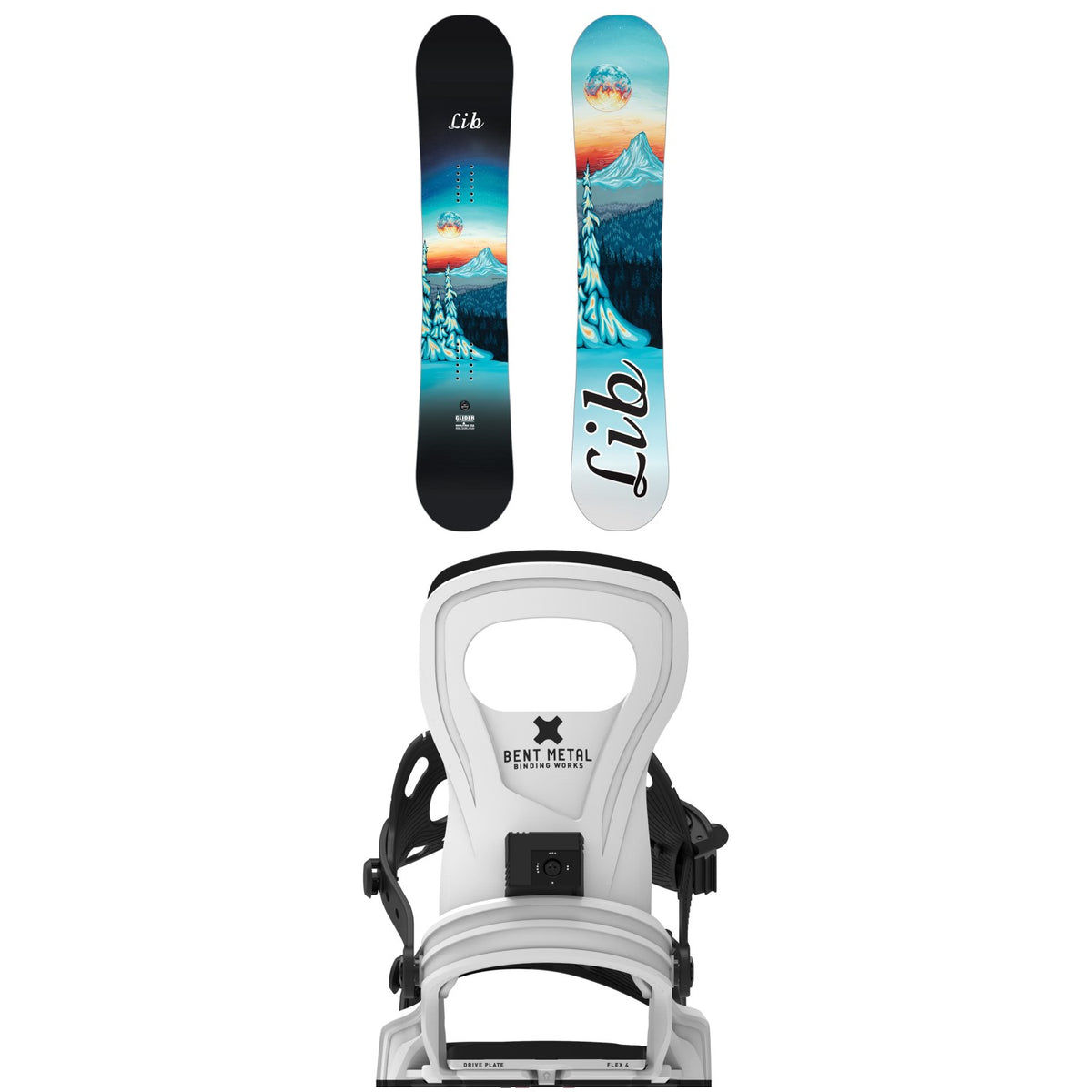 Lib Tech Glider Snowboard + Bent Metal Beam Snowboard Bindings - Women's 2027