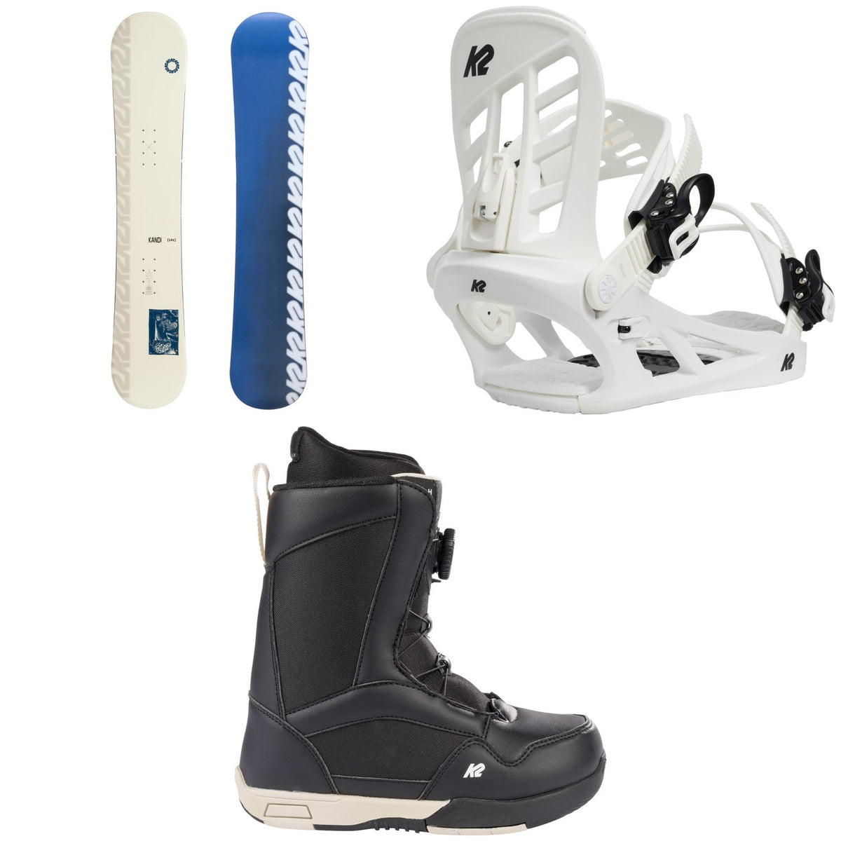 K2 Kandi Snowboard + You+H Snowboard Bindings + You+H Snowboard Boots - Kids'