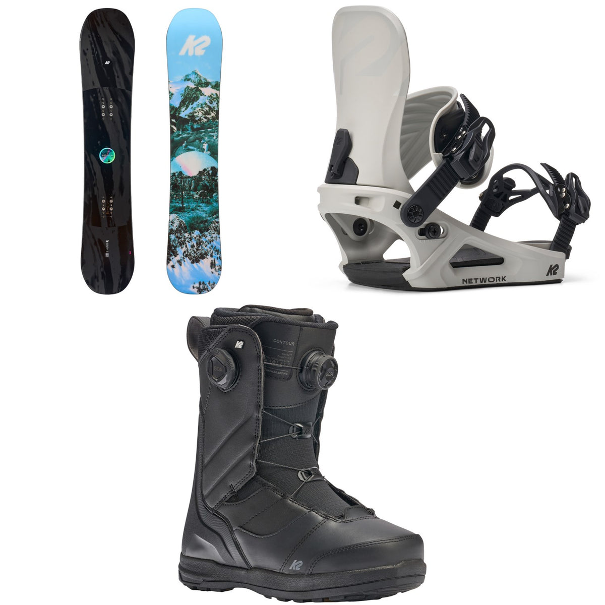 K2 Extravision Snowboard + Network Snowboard Bindings + Contour Snowboard Boots - Women's 2026