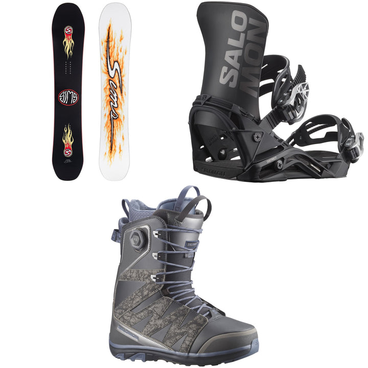Sims Fakie Snowboard + Salomon District Snowboard Bindings + X Approach Lace SJ Boa Snowboard Boots