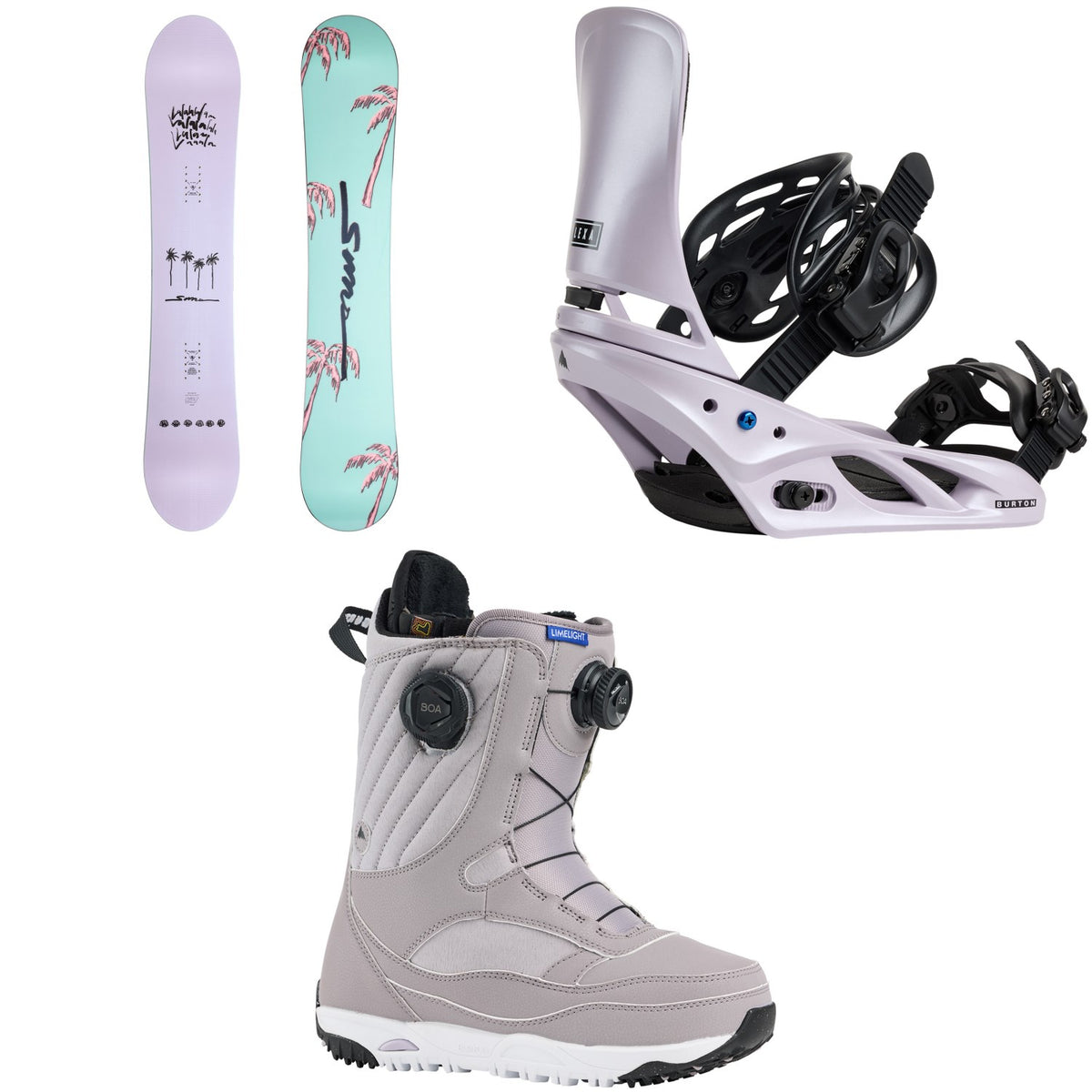 Sims Salt Snowboard + Burton Lexa Snowboard Bindings + Limelight Boa Snowboard Boots - Women's 2026