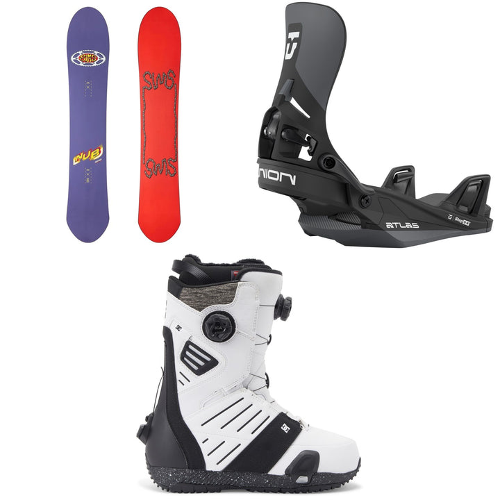 Sims Nub Snowboard + Union Atlas Step On Snowboard Bindings + DC Judge Step On Snowboard Boots