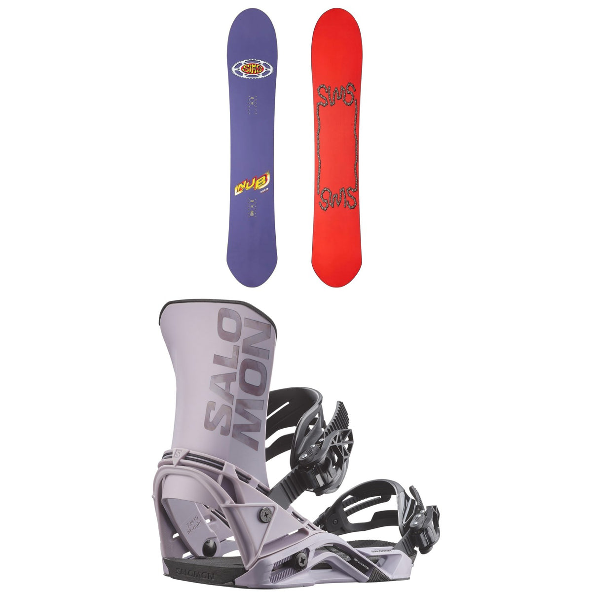 Sims Nub Snowboard + Salomon District Snowboard Bindings