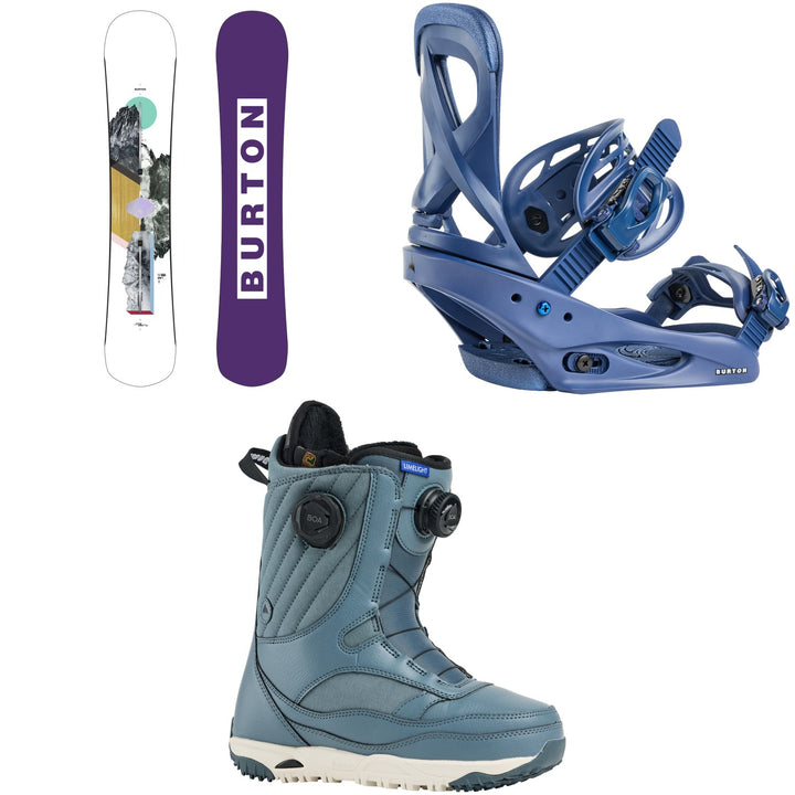 Burton Hideaway Snowboard + Scribe Snowboard Bindings + Limelight Boa Snowboard Boots - Women's 2026