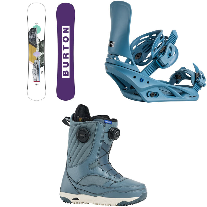 Burton Hideaway Snowboard + Lexa Snowboard Bindings + Limelight Boa Snowboard Boots - Women's 2026