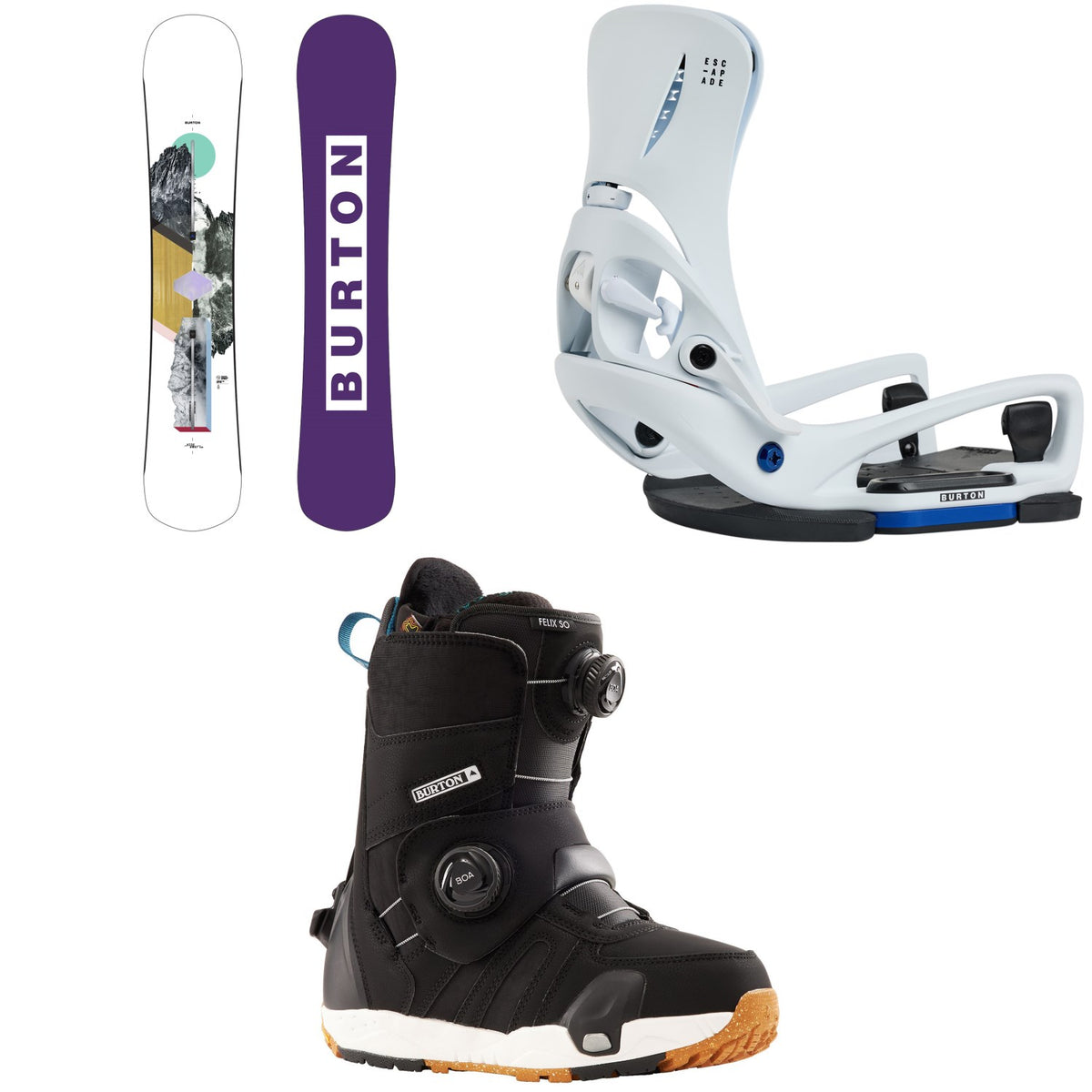 Burton Hideaway Snowboard + Step On Escapade EST Snowboard Bindings + Felix Step On Snowboard Boots - Women's 2026