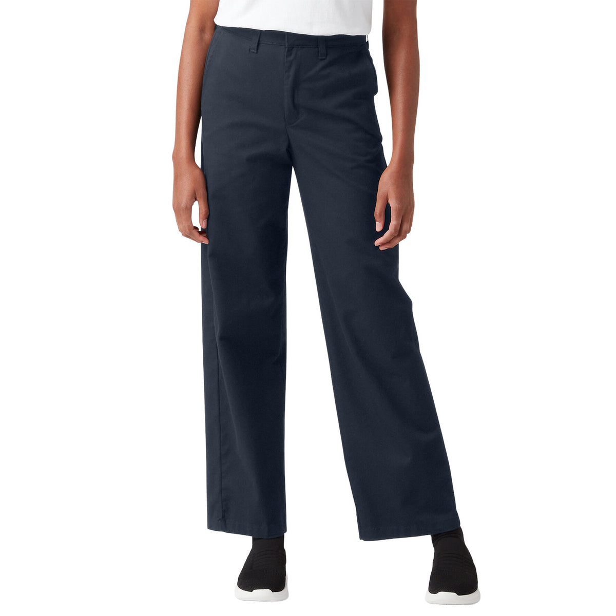 Dickies Twill Wide Leg High Rise Pants - Women's Rinsed Dark Navy