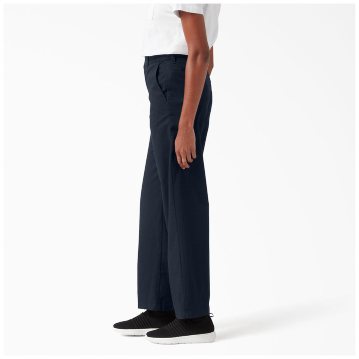 Dickies Twill Wide Leg High Rise Pants - Women's Rinsed Dark Navy
