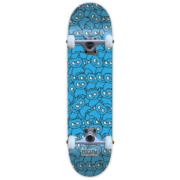 Meow Sticker Pile CMYK Cyan 8.25 Skateboard Complete