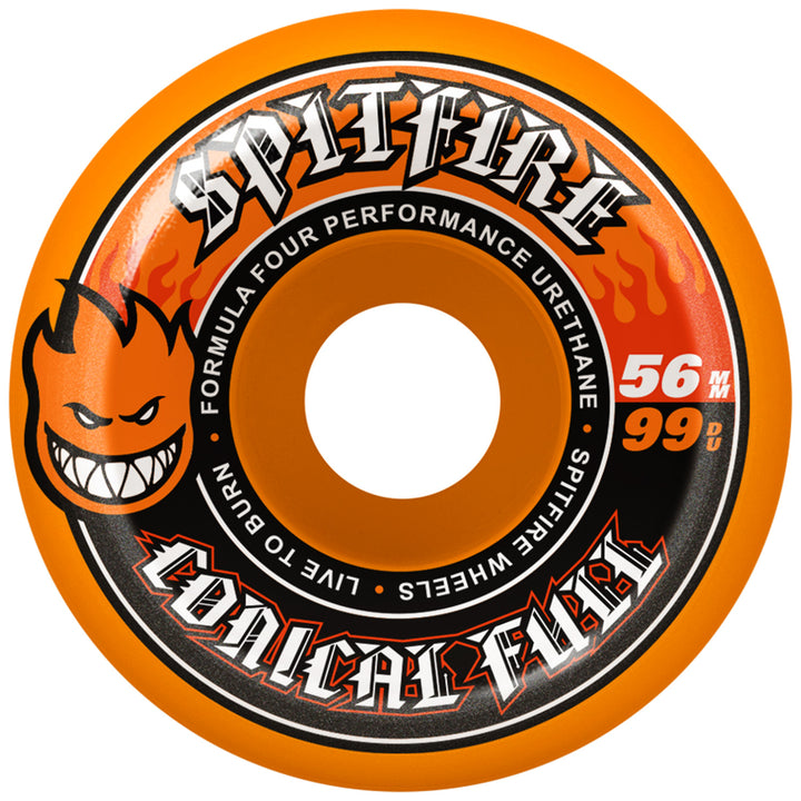 Spitfire Formula Four 99d Team Conical Full Orange Skateboard Wheels