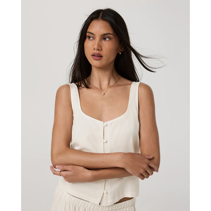 Vuori Trestles Twill Button Front Top - Women's Natural