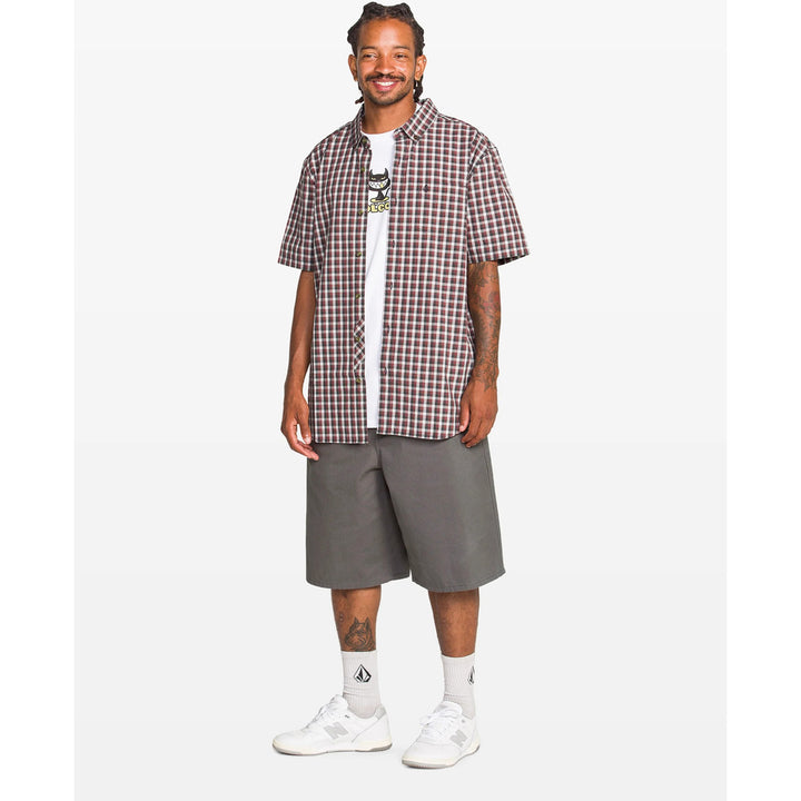 Volcom Louie Check Short-Sleeve Shirt - Men's Light Blue Acid