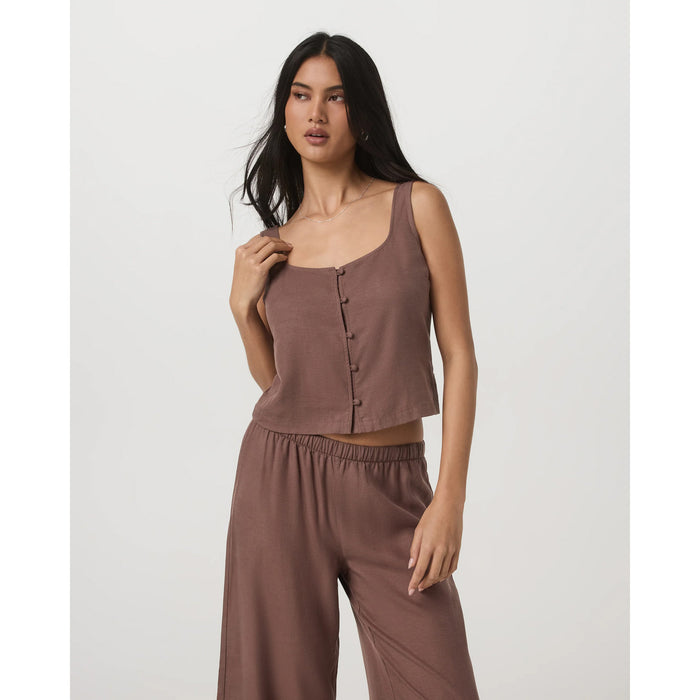 Vuori Trestles Twill Button Front Top - Women's Sable