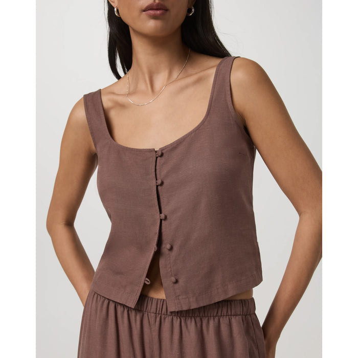 Vuori Trestles Twill Button Front Top - Women's Sable