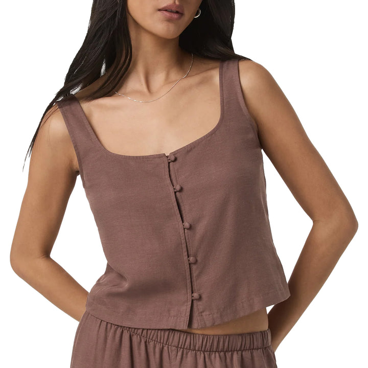 Vuori Trestles Twill Button Front Top - Women's Sable