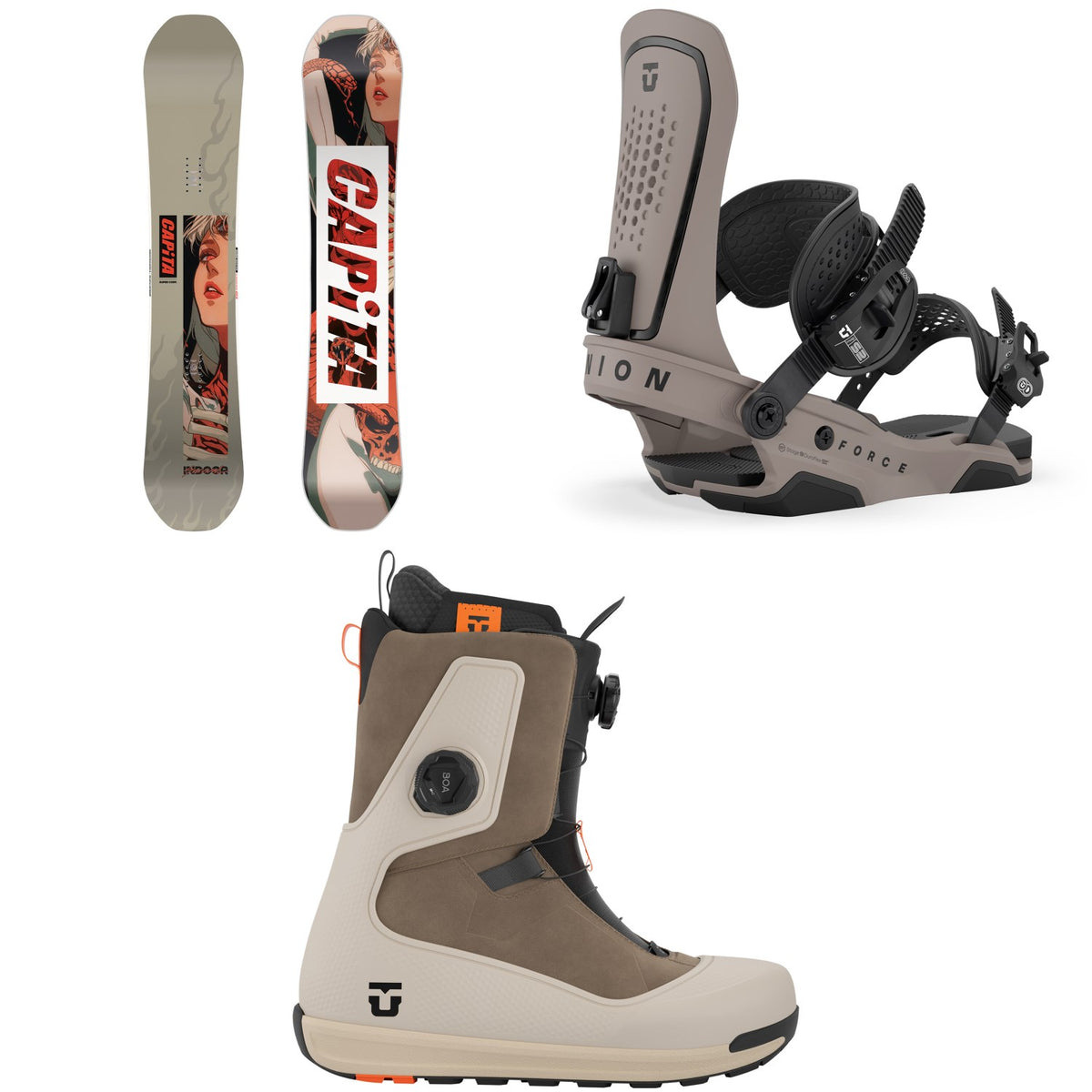 CAPiTA Indoor Survival Snowboard + Union Force Snowboard Bindings + Reset Snowboard Boots 2027