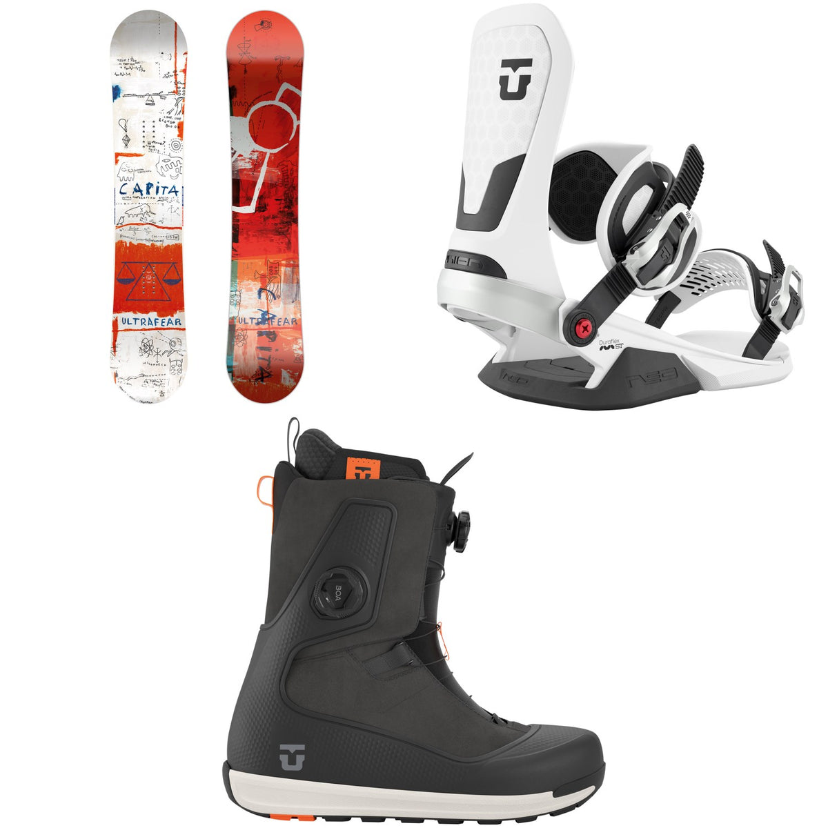 CAPiTA Ultrafear Snowboard + Union Neo Snowboard Bindings + Reset Snowboard Boots 2027