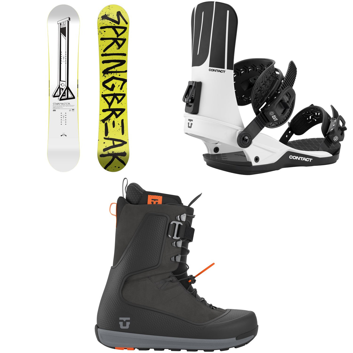 CAPiTA Spring Break Stairmaster Snowboard + Union Contact Snowboard Bindings + Factory Snowboard Boots 2027