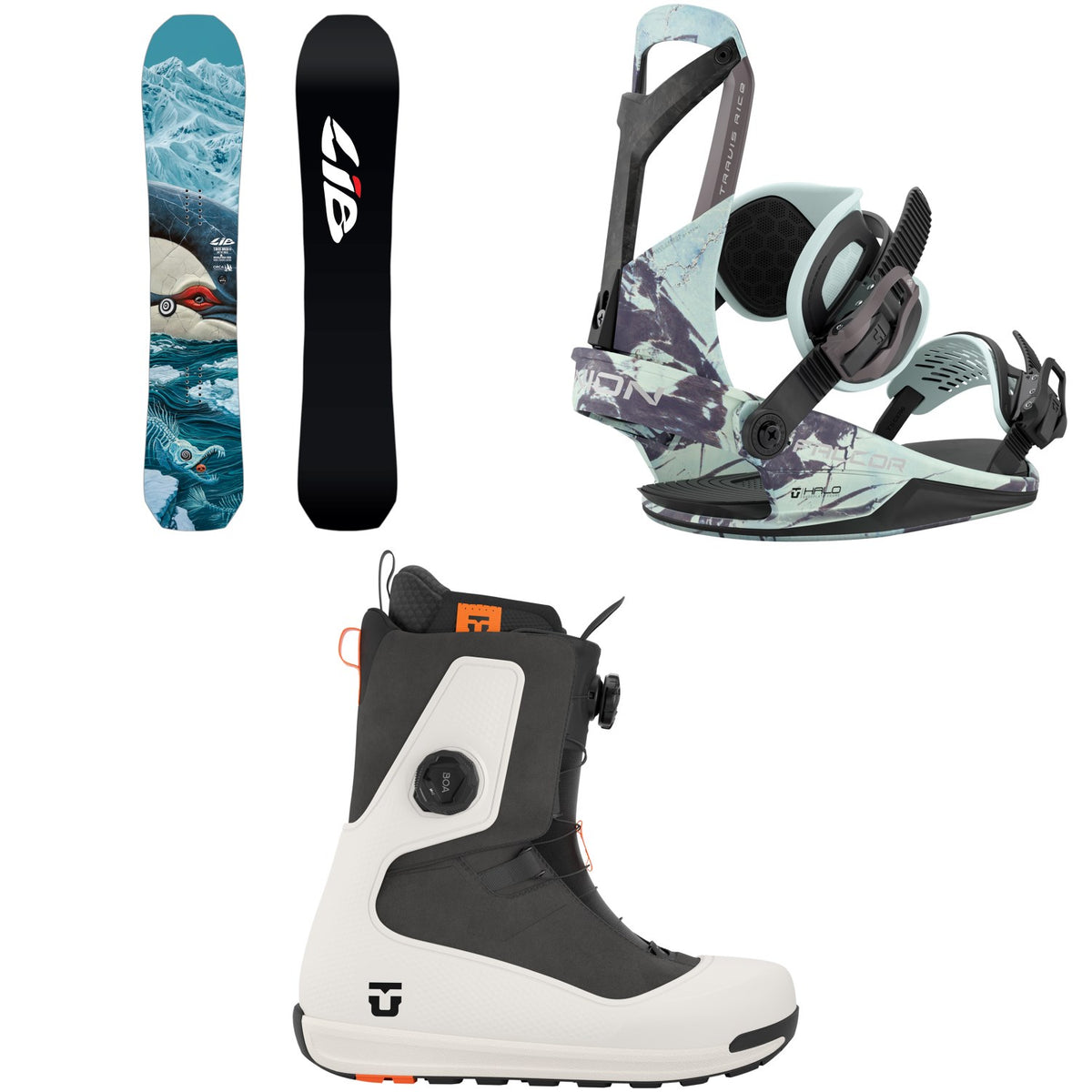 Lib Tech T. Rice Orca II Snowboard + Union Falcor Snowboard Bindings + Reset Snowboard Boots 2027