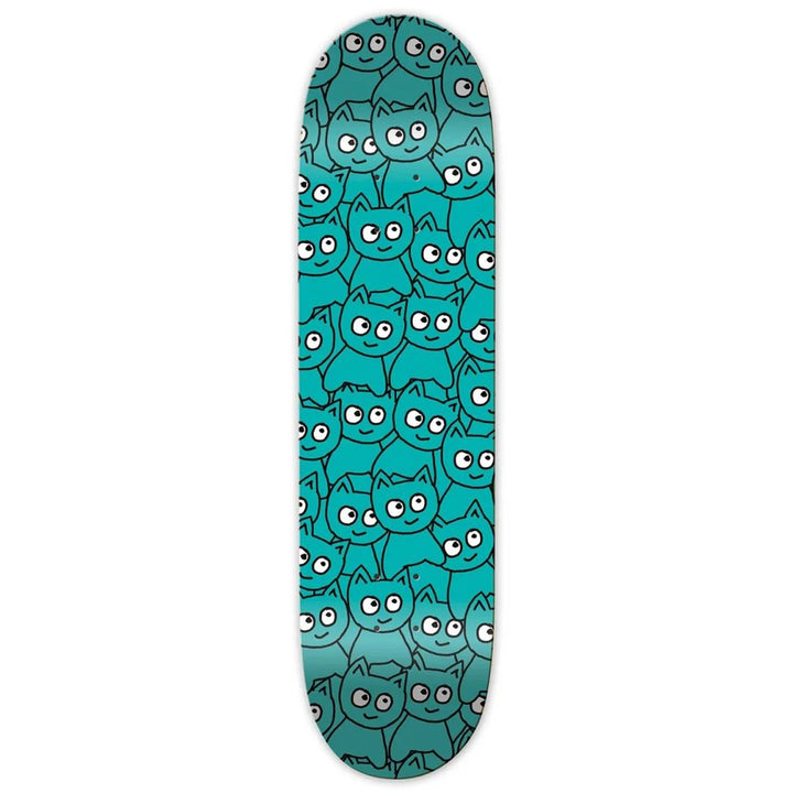 Meow Sticker Pile Teal 8.0 Skateboard Deck