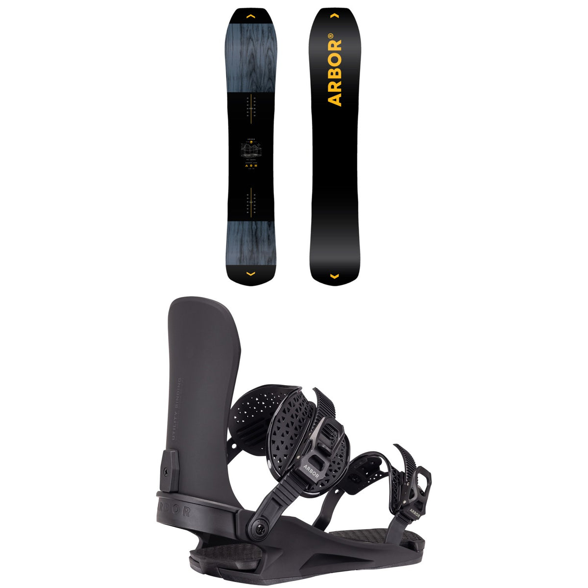 Arbor Coda Snowboard + Utility Snowboard Bindings 2027
