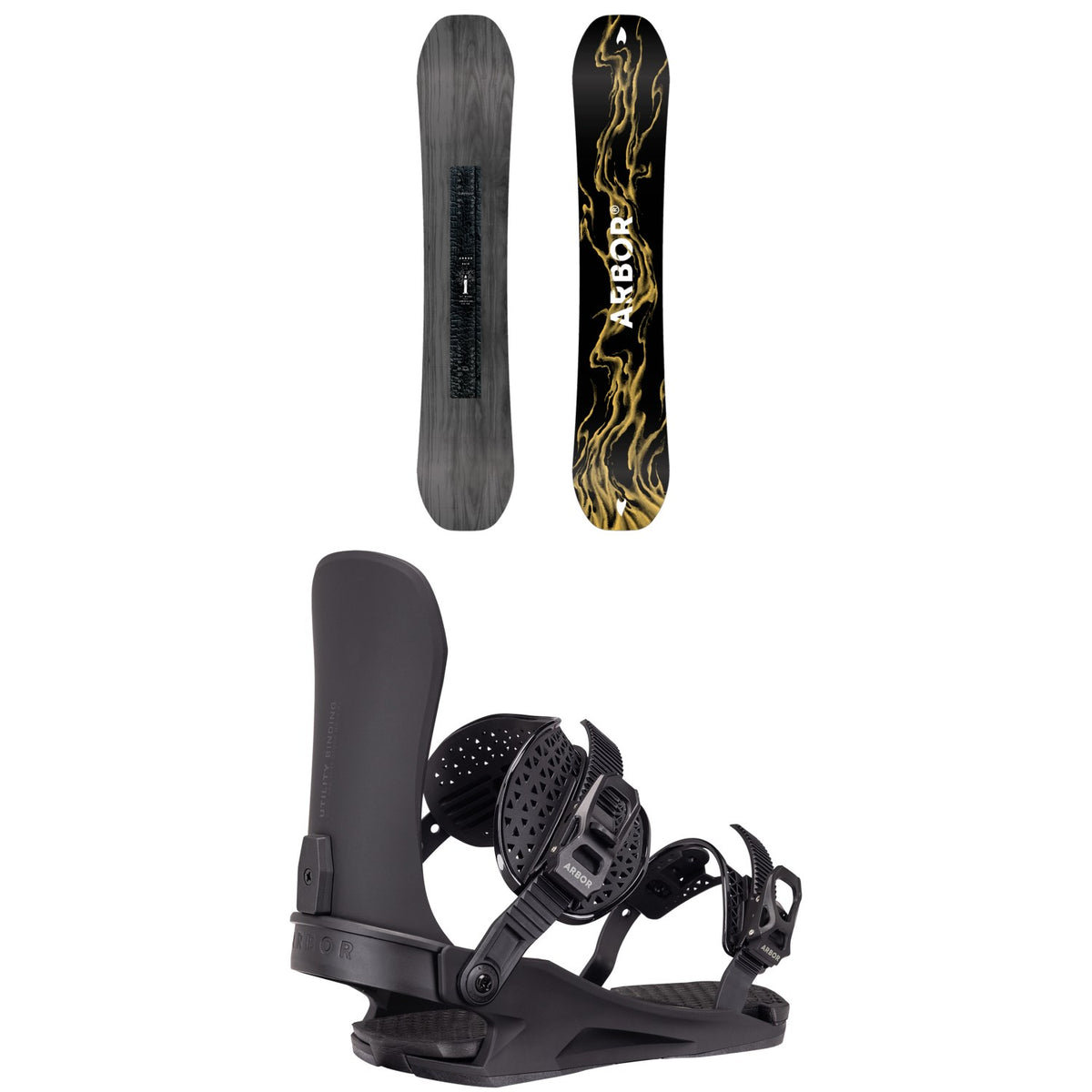 Arbor Rain Snowboard + Utility Snowboard Bindings 2027