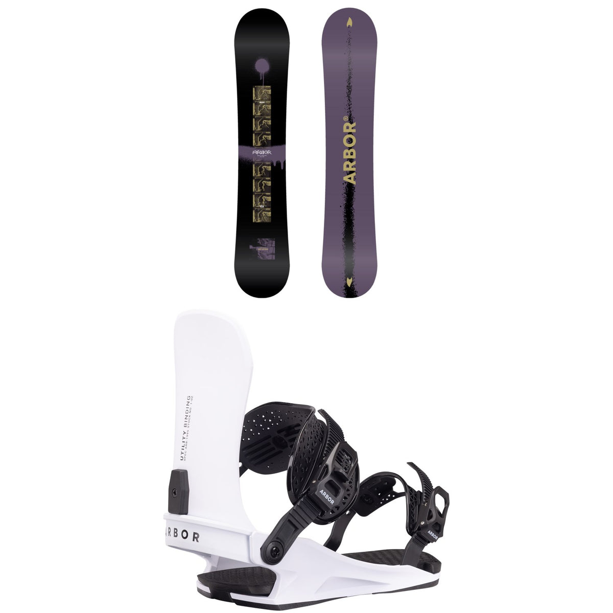 Arbor Metal Machine Snowboard + Utility Snowboard Bindings 2027