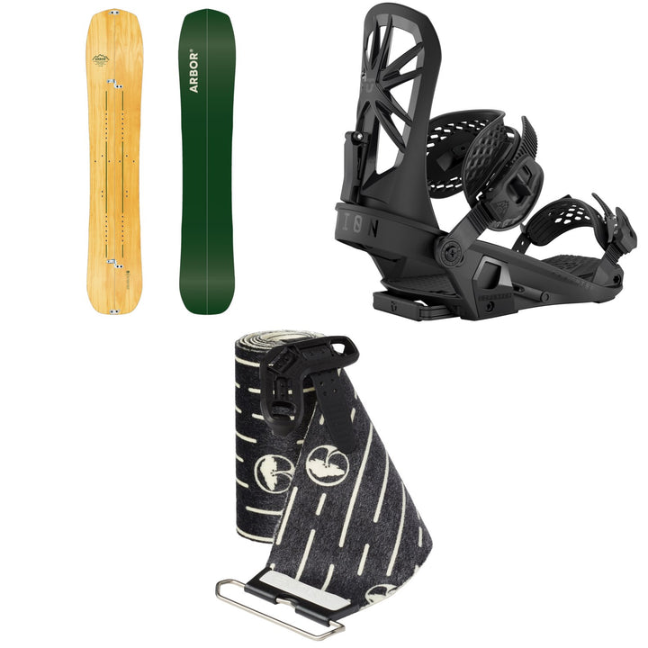 Arbor Landmark Splitboard + Union Explorer Splitboard Bindings + Angusta Universal Splitboard Skins